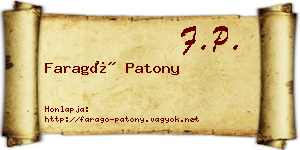 Faragó Patony névjegykártya
