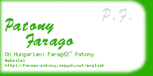 patony farago business card